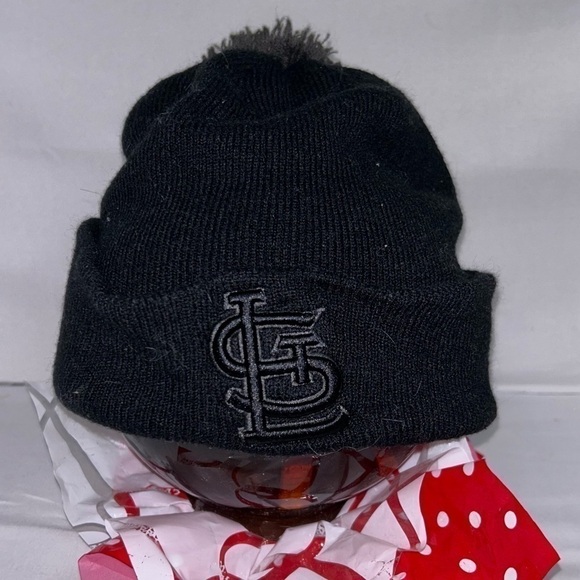 Genuine Merchandise Hat Beanie Saint Louis STL Pull on Puff Ball Top Fold Over - Picture 3 of 8